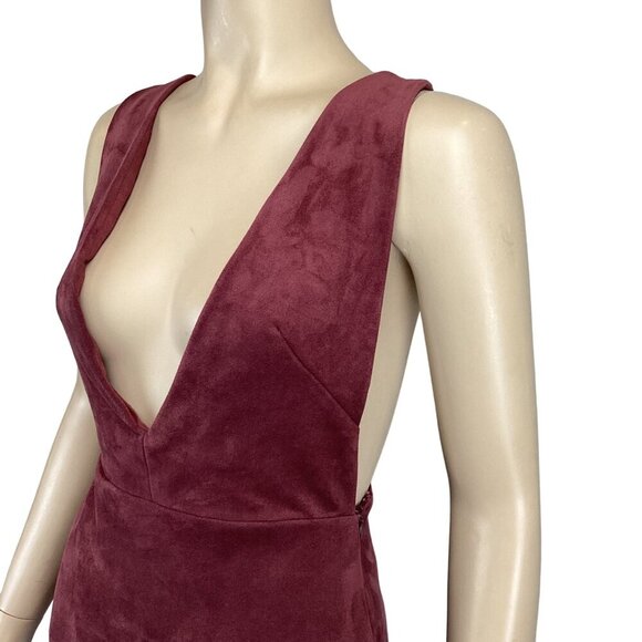 Endless Rose Size XS Burgundy Velvet Plunge Neck Sleeveless Mini Dress Xsmall‎ - Picture 5 of 10